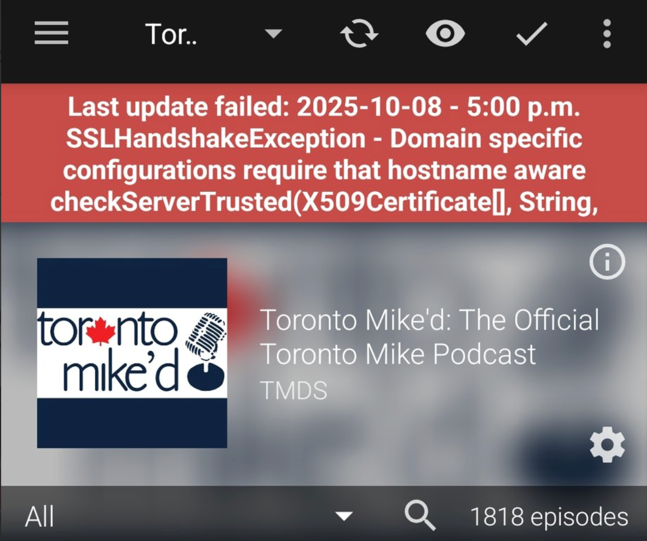 Podcast Addict x509 Error